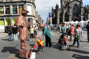 Money Prints: Print of a mime performer on the Royal Mile