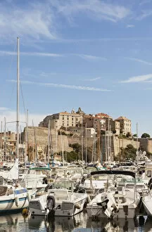 France, Corsica, Calvi, View of the Citadel from the harbour