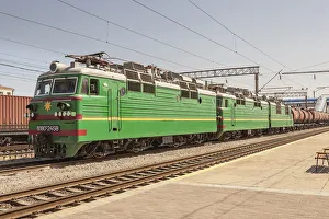 Freight train, Samarqand railway station, Samarkand, Uzbekistan Freight train, Samarqand railway station, Samarkand, Uzbekistan