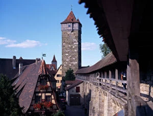 Images Dated 30th January 2009: GERMANY, Bavaria, Rothenburg View from the town walls under covered walkway toward