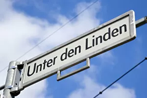 Germany, Berlin, Mitte, Roadsign for Unter den Linden