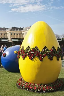 Giant painted Easter eggs at entrance of the Easter Market at the Schnbrunn Palac