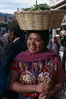GUATEMALA, Chimaltenango, Patzun Kaqchiquel Indian woman named Modesta smiling wearing