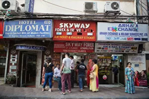India, West Bengal, Kolkata, Travel agents, money changers, and hotels on Sudder Street
