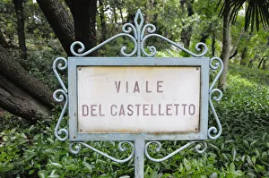 Italy, Friuli Venezia Giulia, Trieste, Miramare Castle, castle park sign Italy, Friuli Venezia Giulia, Trieste, Miramare Castle, castle park sign