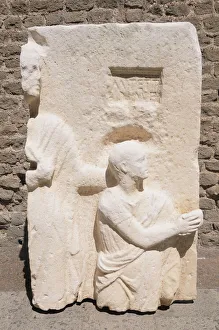 Italy, Lazio, Rome, Via Appia Antica, Tomb of Cecilia Metella, sarcophagus detail Italy, Lazio, Rome, Via Appia Antica, Tomb of Cecilia Metella, sarcophagus detail