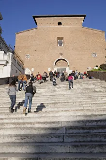 Italy, Lazio, Rome, Capitoline Hill, steps & church of Santa Maria Aracoeli Italy, Lazio, Rome, Capitoline Hill, steps & church of Santa Maria Aracoeli