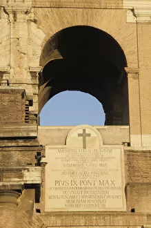 Italy, Lazio, Rome, Colosseum, arch detail in warm light