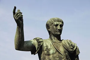 Italy, Lazio, Rome, Froi Imperiali, statue of Trajan Italy, Lazio, Rome, Froi Imperiali, statue of Trajan
