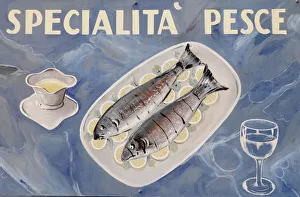 Italy, Lombardy, Lake Garda, fish restaurant sign Italy, Lombardy, Lake Garda, fish restaurant sign