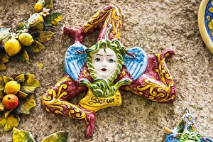 Italy, Sicily, Erice, A Trinacria, ancient symbol of Sicily Italy, Sicily, Erice, A Trinacria, ancient symbol of Sicily