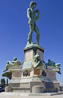 Italy, Tuscany, Florence, Piazzale Michelangelo, Replica of the famous David statue by Michelangelo Italy, Tuscany, Florence, Piazzale Michelangelo, Replica of the famous David statue by Michelangelo