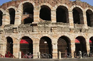 Italy, Veneto, Verona, Arena arches in warm light, Piazza Bra Italy, Veneto, Verona, Arena arches in warm light, Piazza Bra