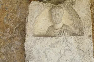 Italy, Veneto, Verona, headstone detail, Archaeological Museum, Teatro Romano