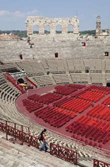 Italy, Veneto, Verona, Interior of Arena with seating set up Italy, Veneto, Verona, Interior of Arena with seating set up