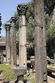 Italy, Veneto, Verona, Roman columns, Archaeological Museum, Teatro Romano Italy, Veneto, Verona, Roman columns, Archaeological Museum, Teatro Romano