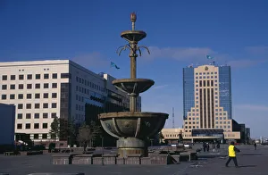 KAZAKHSTAN, Astana Fountain and government buildings in the capital KAZAKHSTAN, Astana Fountain and government buildings in the capital