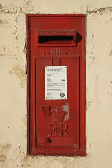 Malta, Qawra, British ER red post box in wall