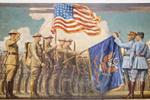 Military painting of the 104th US Infantry on a wall, Massachusetts State House Military painting of the 104th US Infantry on a wall, Massachusetts State House