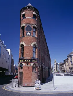 N. IRELAND, Belfast Bittles Bar, brick exterior facade N. IRELAND, Belfast Bittles Bar, brick exterior facade