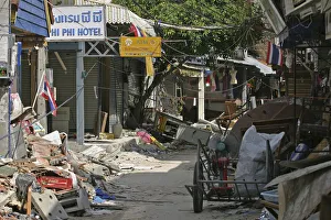Phi Phi on the 11th day after the tsunami hit shattered shops restuarants and hotels litter the island. On the 6th Jan Phi Phi on the 11th day after the tsunami hit shattered shops restuarants and hotels litter the island. On the 6th Jan