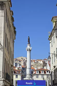 Estremadura Gallery: Portugal, Estremadura, Lisbon, Baixa, Praca Rossio, Statue of King Pedro IV in the centre of the square