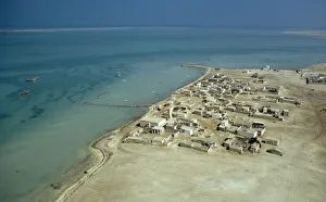 Qatar, Ruwais, Coastal town with the Gulf sea beyond Qatar, Ruwais, Coastal town with the Gulf sea beyond