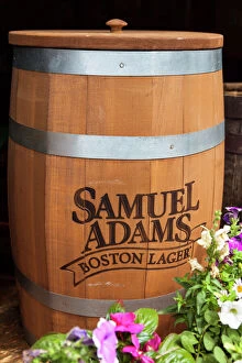 Advert Gallery: Replica Samuel Adams beer barrel, Boston, Massachusetts, USA