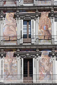 Spain, Madrid, Detail on the building facade in the Plaza Mayor Spain, Madrid, Detail on the building facade in the Plaza Mayor
