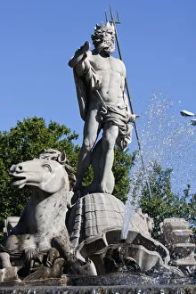 Spain, Madrid, The Fountain of Neptune at the Plaza de Canovas del Castillo Spain, Madrid, The Fountain of Neptune at the Plaza de Canovas del Castillo