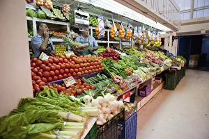 Spain, Madrid, Fruit & vegetable stall in Mercado de Barcelo Spain, Madrid, Fruit & vegetable stall in Mercado de Barcelo