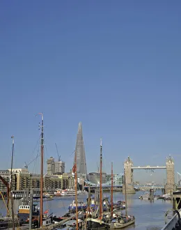 Tower Bridge and The Shard River Thames London England Tower Bridge and The Shard River Thames London England