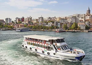 Turkey, Istanbul, Passenger ferry in the Golden Horn, and Galata Tower Turkey, Istanbul, Passenger ferry in the Golden Horn, and Galata Tower