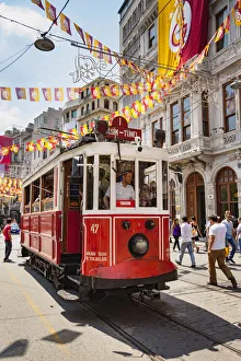 Turkey, Istanbul, The Taksim to Tunel tram, Istiklal Street, Beyoglu District Turkey, Istanbul, The Taksim to Tunel tram, Istiklal Street, Beyoglu District