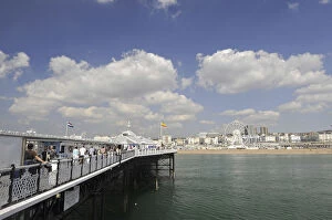 View back to the beach from Brighton Pier Brighton East Sussex England