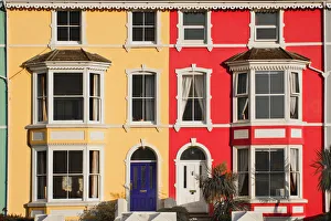 Wales, Llanfairfechan, Colourful housing along the seafront Wales, Llanfairfechan, Colourful housing along the seafront