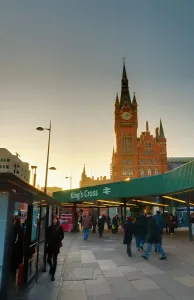 Prints of UK, England, London, Kings Cross Station and Midland Hotel above St. Pancras Station Poster Prints: Kings Cross Station Print