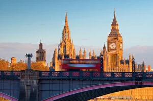 Big Ben Gallery: UK, England, London, Houses of Parliament, Big Ben and Lambeth Bridge