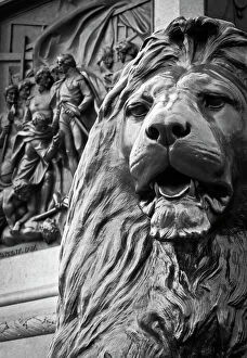 Western European Gallery: UK, England, London, Trafalgar Square, Nelsons Column, Lions by Edwin Landseer