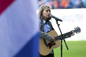 Football Action Armed Forces Collection: Megan Adams Performs at Ibrox: Rangers vs. Ross County - Ladbrokes Premiership