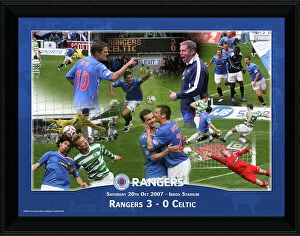 Glasgow Celtic Collection: Rangers 3-0 Celtic - 20th October 2007 - Framed 16x12 Montage, Rangers FC