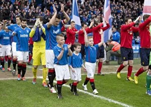 Football Action Scottish Cup Collection: Rangers Football Club: Lee McCulloch and Mascots Celebrate Scottish Cup Quarter Final Victory (2003)