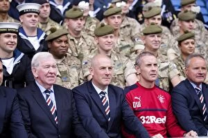 Football Action Armed Forces Collection: Rangers Football Club: Mark Warburton and Davie Weir Pay Tribute to Armed Forces at Ibrox Stadium