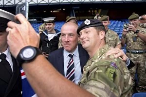 Football Action Armed Forces Collection: Rangers Manager Mark Warburton Pays Tribute to Armed Forces Before Rangers vs Ross County Match