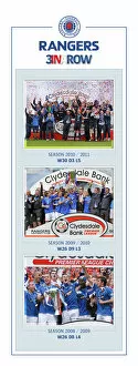 Rangers SPL Champions 2010-11 Collection: Rangers SPL Champions 3 in a Row Montage Framed Print
