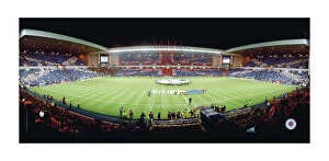 Images Dated 21st August 2008: RNGR110 - Rangers v Inter Milan Union Jack Flags, 900x350mm Panoramic Canvas