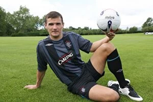 Images Dated 24th August 2007: Soccer - Rangers New Third Kit Launch- Murray Park