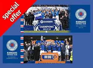 <b class=qtipBold><figcaption>SPFL 1 and SFL3 Champions Canvas</figcaption></b><br>Two hand made box canvas celebrating being champions in 2013 and 2014. These look great together. Each canvas is 20x8"<br><em>© Copyright Rangers FC - All Rights Reserved 2014 - All Rights Reserved</em> SPFL 1 and SFL3 Champions Canvas