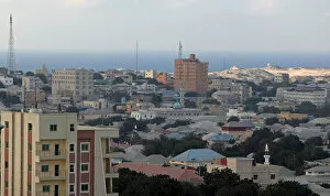Mogadishu Collection: An aerial view shows the downtown of Mogadishu