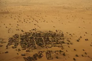 An aerial view shows houses outside the town of Diffa